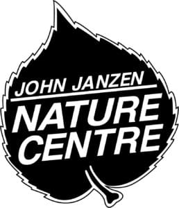 A black and white logo of the john janzen nature centre.