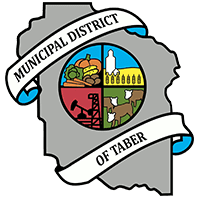 A green background with the words " municipal district of taber ".