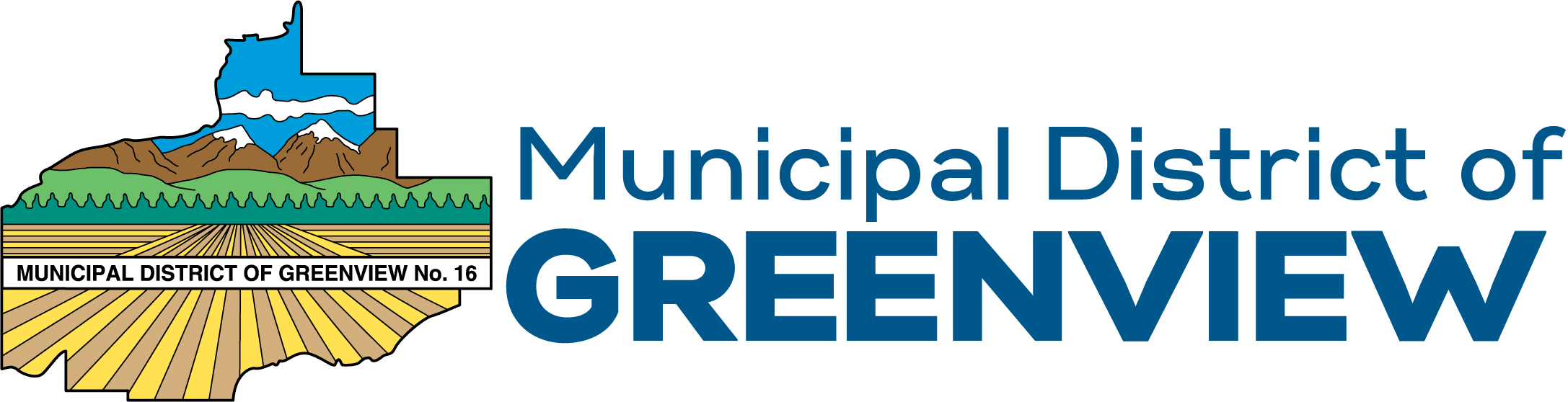 A blue and black logo for the municipality of green.